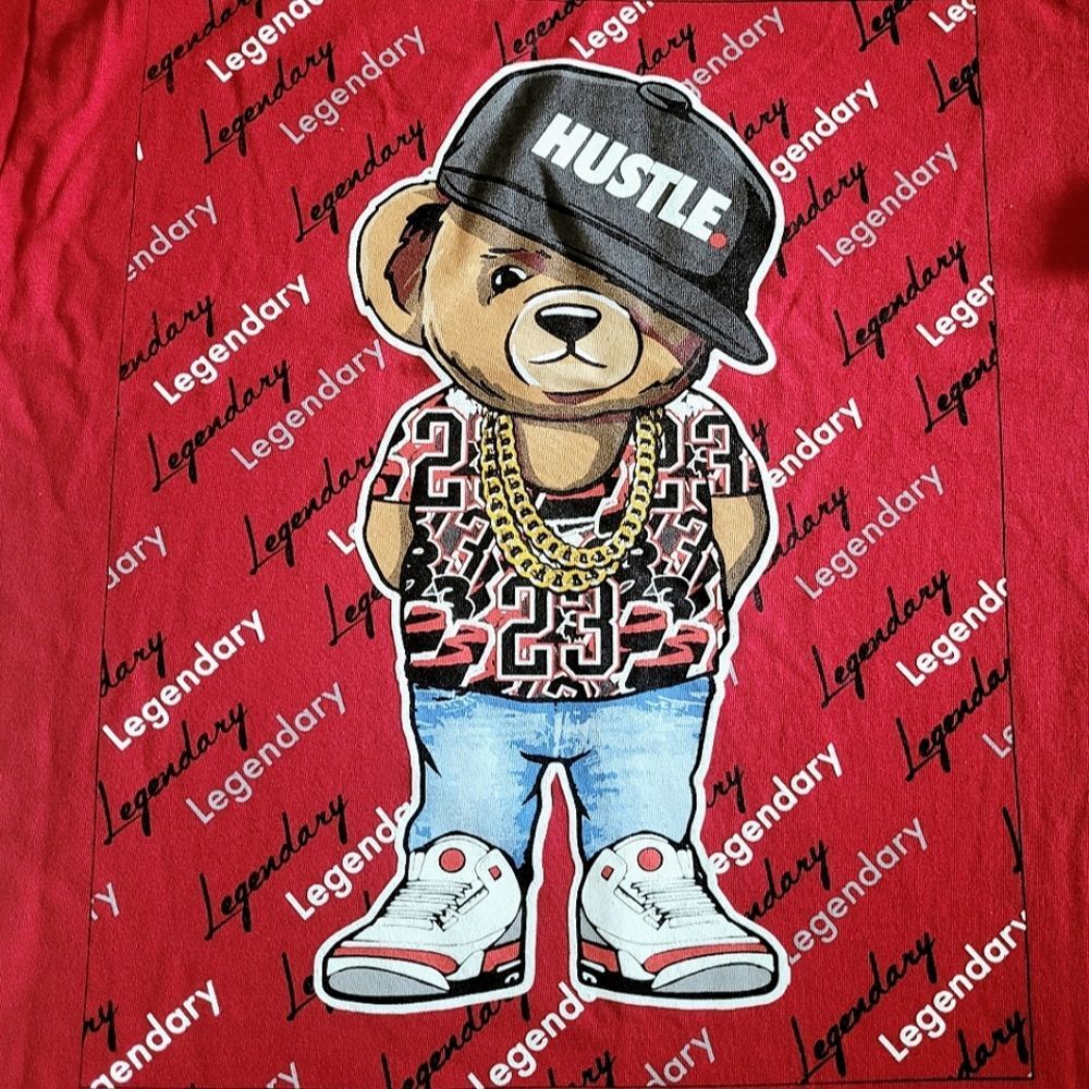 VIBES😎 Legendary Hustle Teddy Bear🧸 Graphic Tee👕 - NWOT - Picture 3 of 10